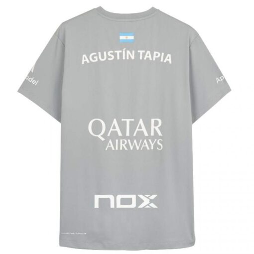 Spin Blade Padel Pro Shop T-shirt-nox-agustin-tapia-sponsors-at10-grey-2024