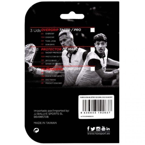 Spinblade Padel Pro Shop Wristbands nox-grey-logo-black-2-units